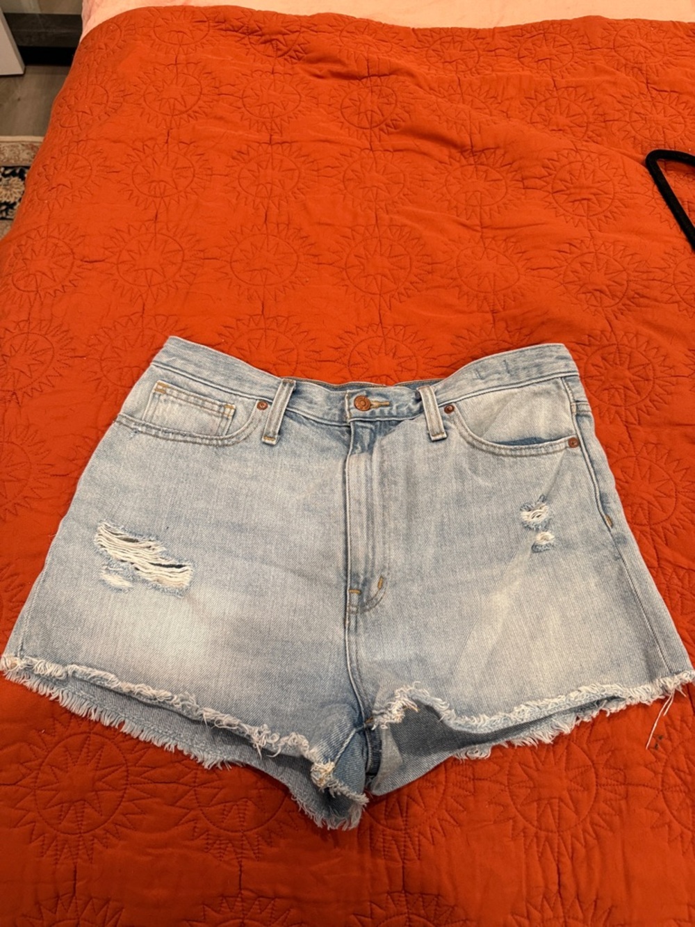 Madewell Light Blue Distressed Denim Shorts